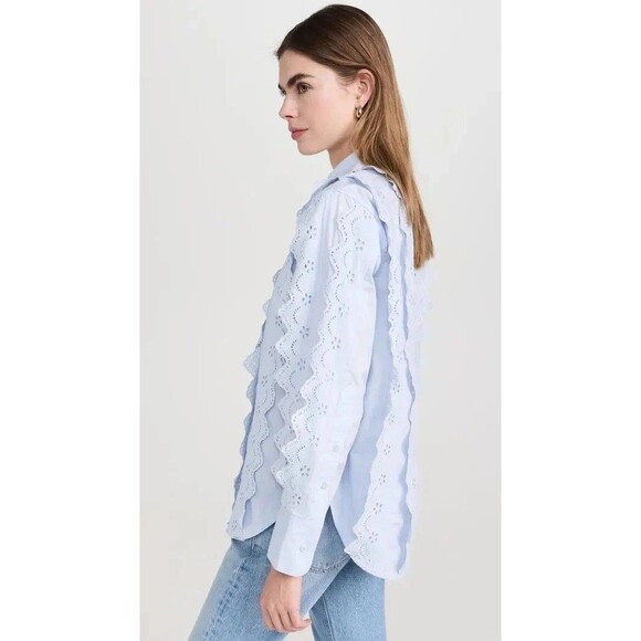 Citizens of Humanity Shay Popover Shirt Tunic Top Eyelet Embroidered XS 283862 - Picture 3 of 9